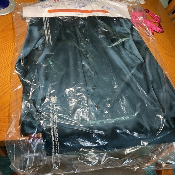 Burberry of London Deep Teal Button Down Blouse Size 12 - Picture 9 of 11